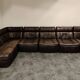 Vintage modular leather sofa by Rolf Benz 1970s