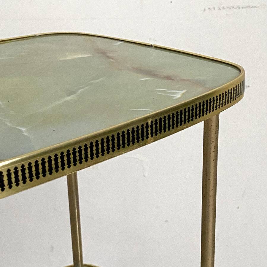Vintage 50's brass and melamine marble imitation side table
