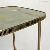 Vintage 50's brass and melamine marble imitation side table