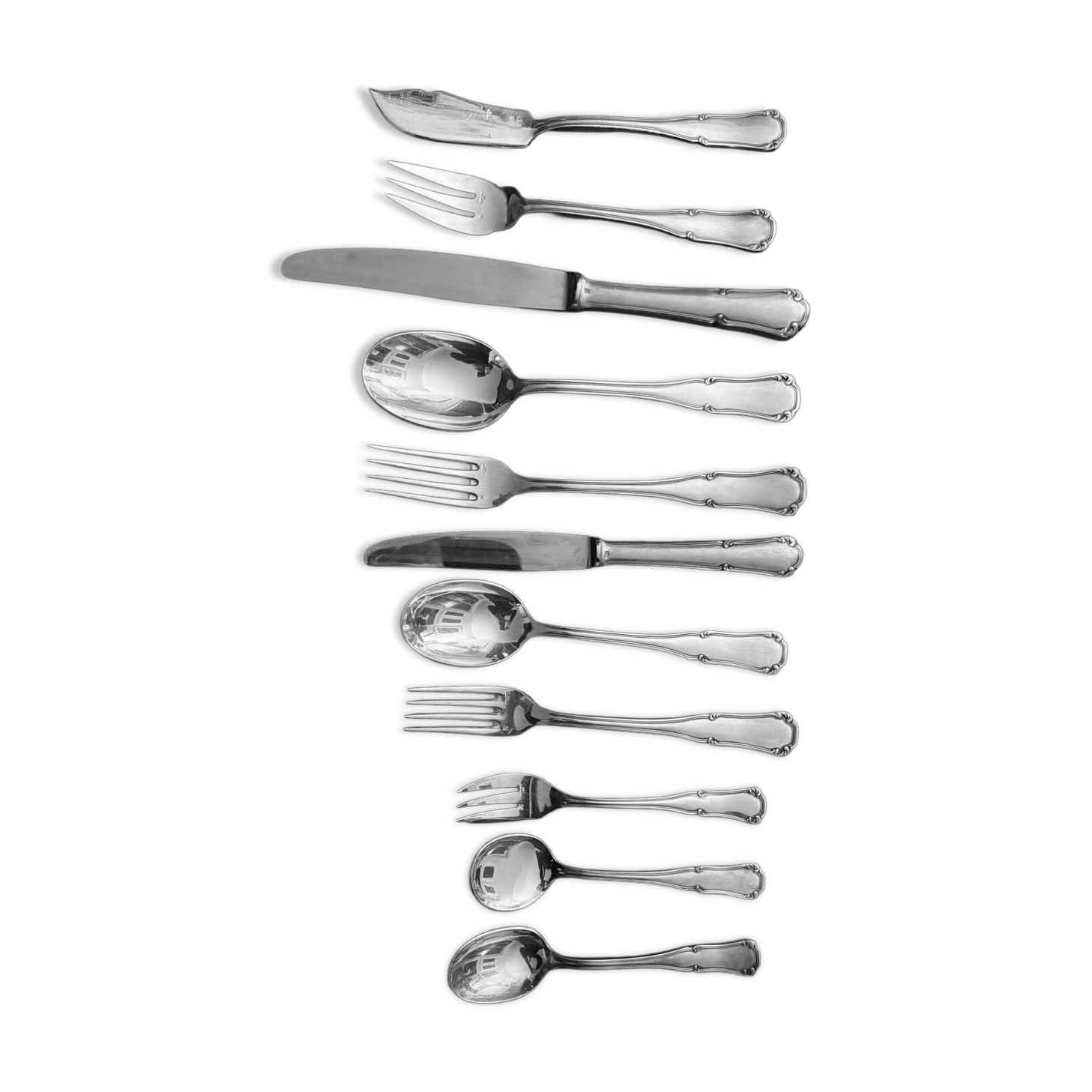 Ménagère en métal argenté Ercuis modèle Valençay - 148 pièces