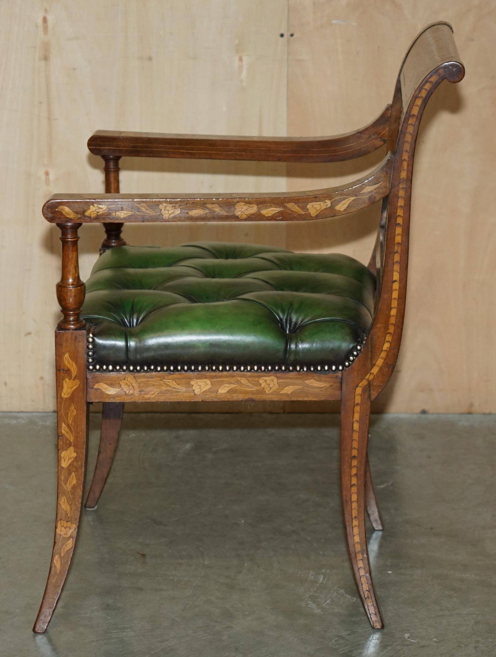 Chesterfield leather office chair with Dutch marquetry