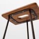 Tabouret industriel moderniste à lattes fendues en fer et chêne, France vers 1910