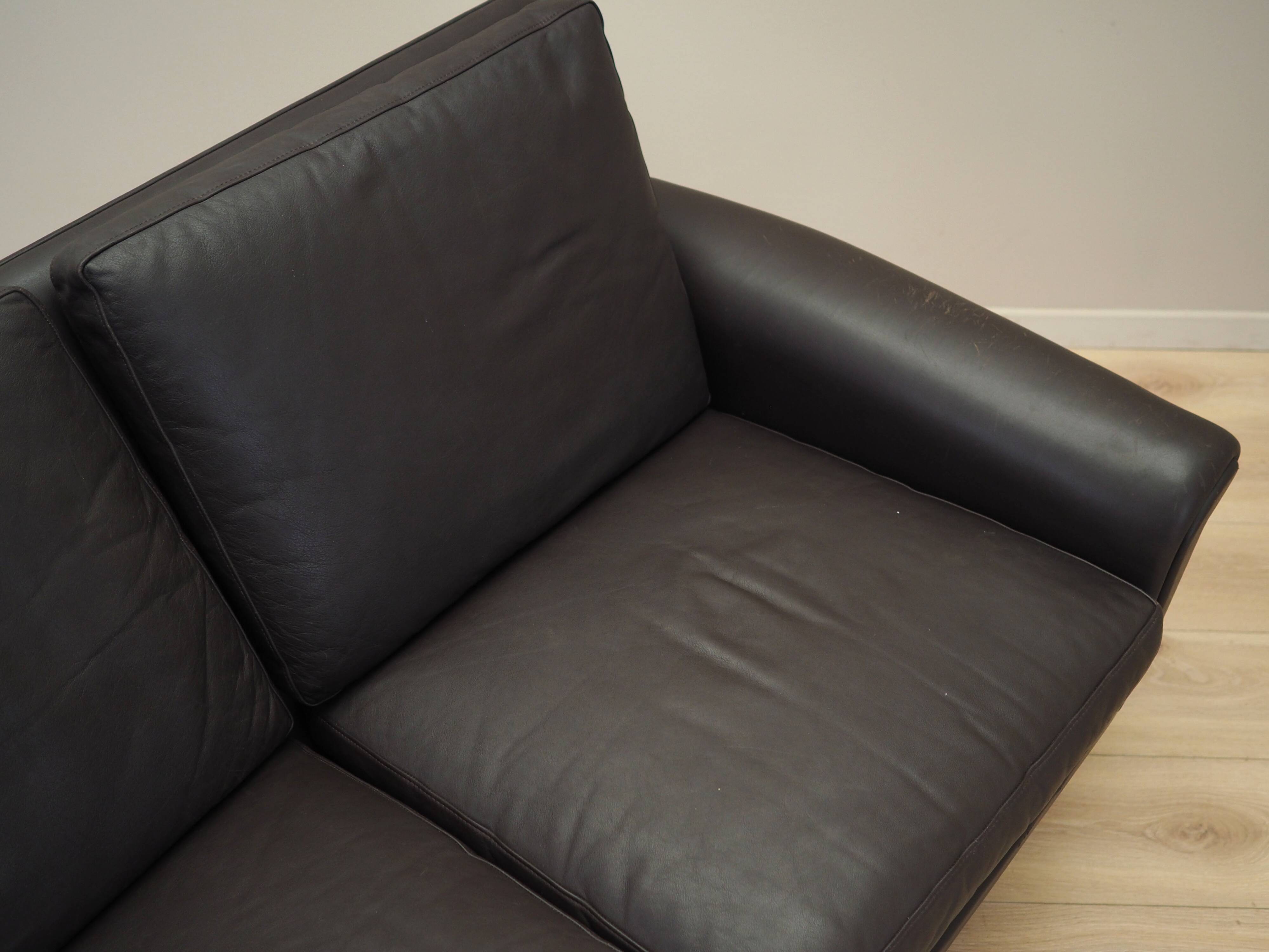 Brown leather sofa, Danish design, 1960s, designer: Aage Christiansen