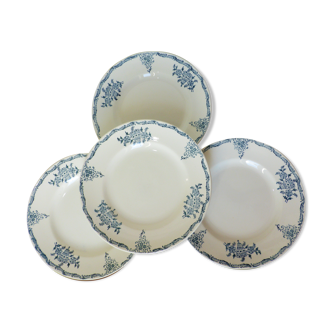 4 assiettes plates en terre de fer de St Amand