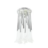 Murano glass and chrome metal chandelier. 1970s.