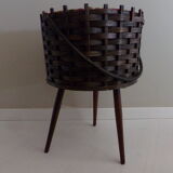 Wicker tripod sewing basket