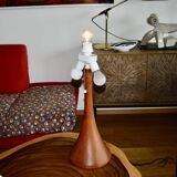 Large vintage table lamp by fog and morup in teak denmark 1960