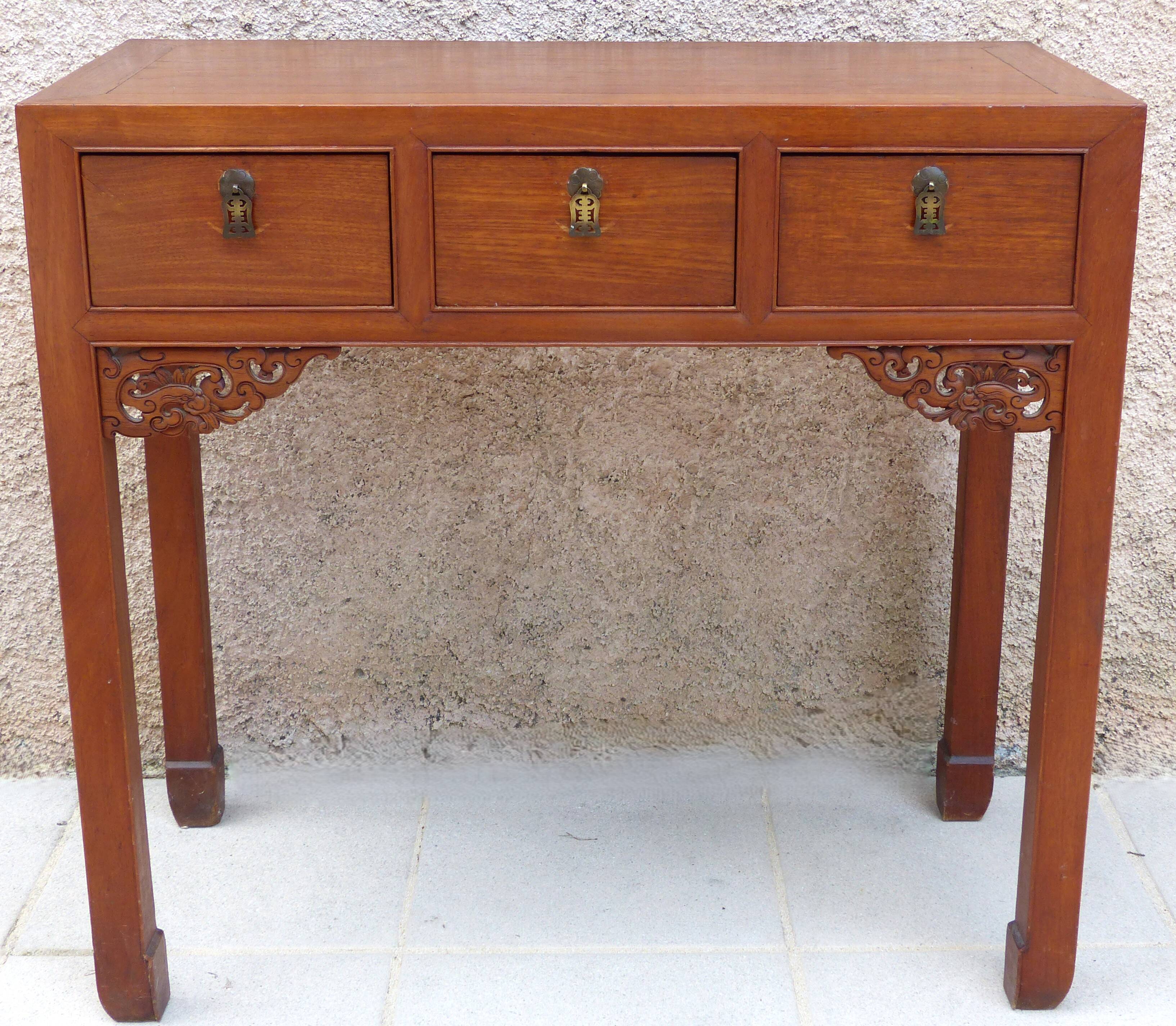 Console indonésienne ancienne en bois sculpté – Java / Bandung – 1980