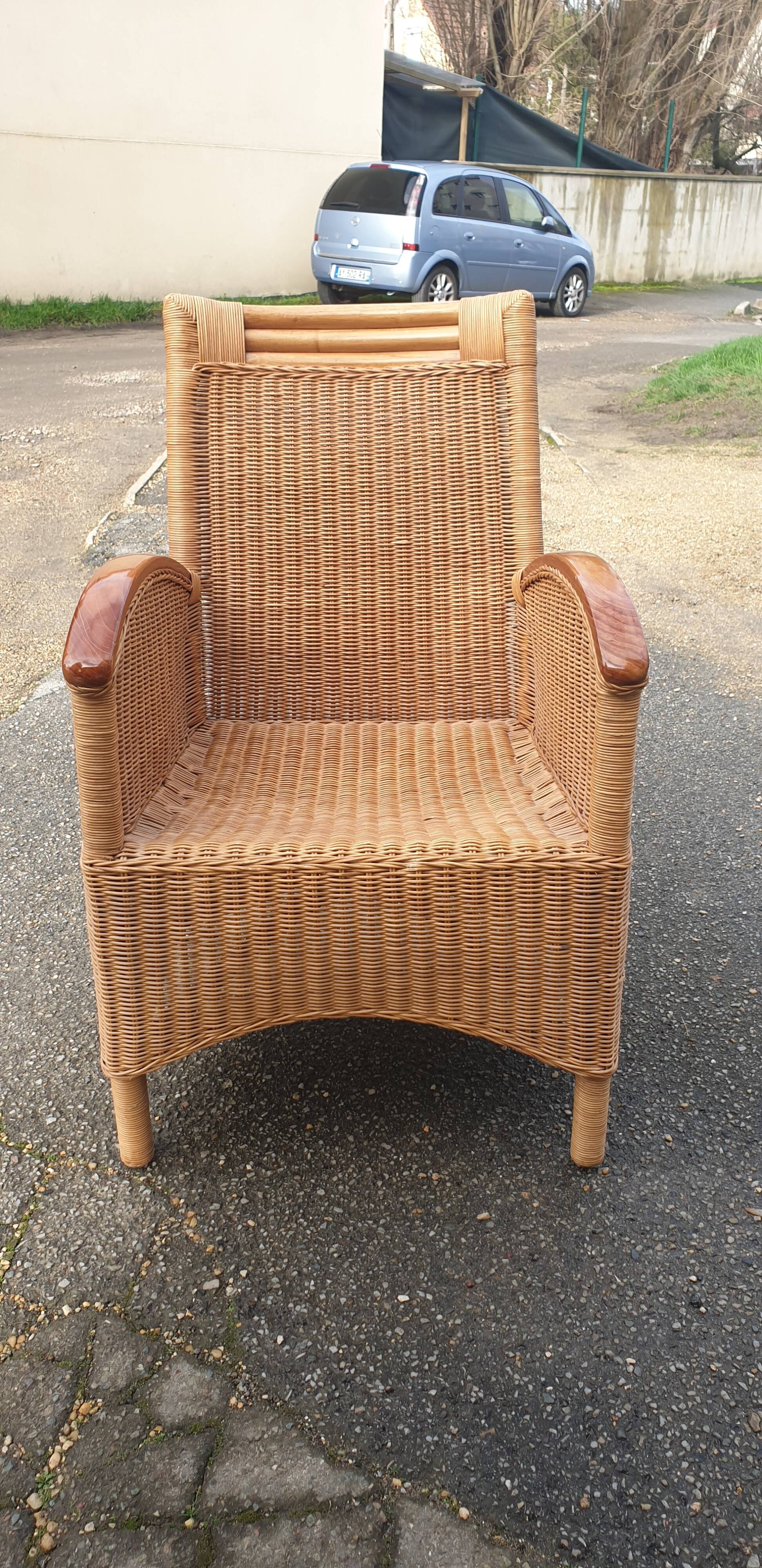 Rattan and bamboo armchair