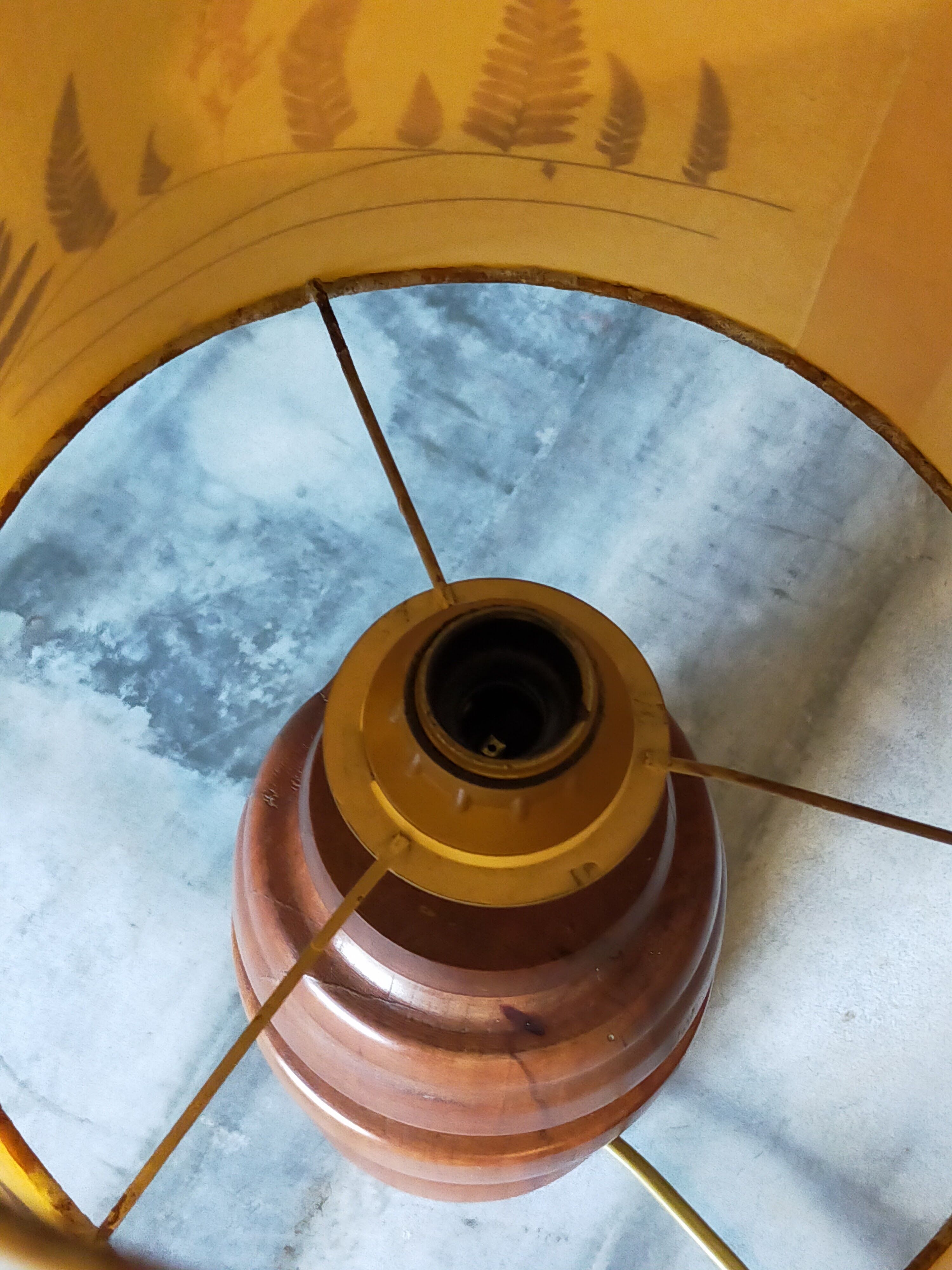 Vintage solid wood lamp and herbarium lampshade