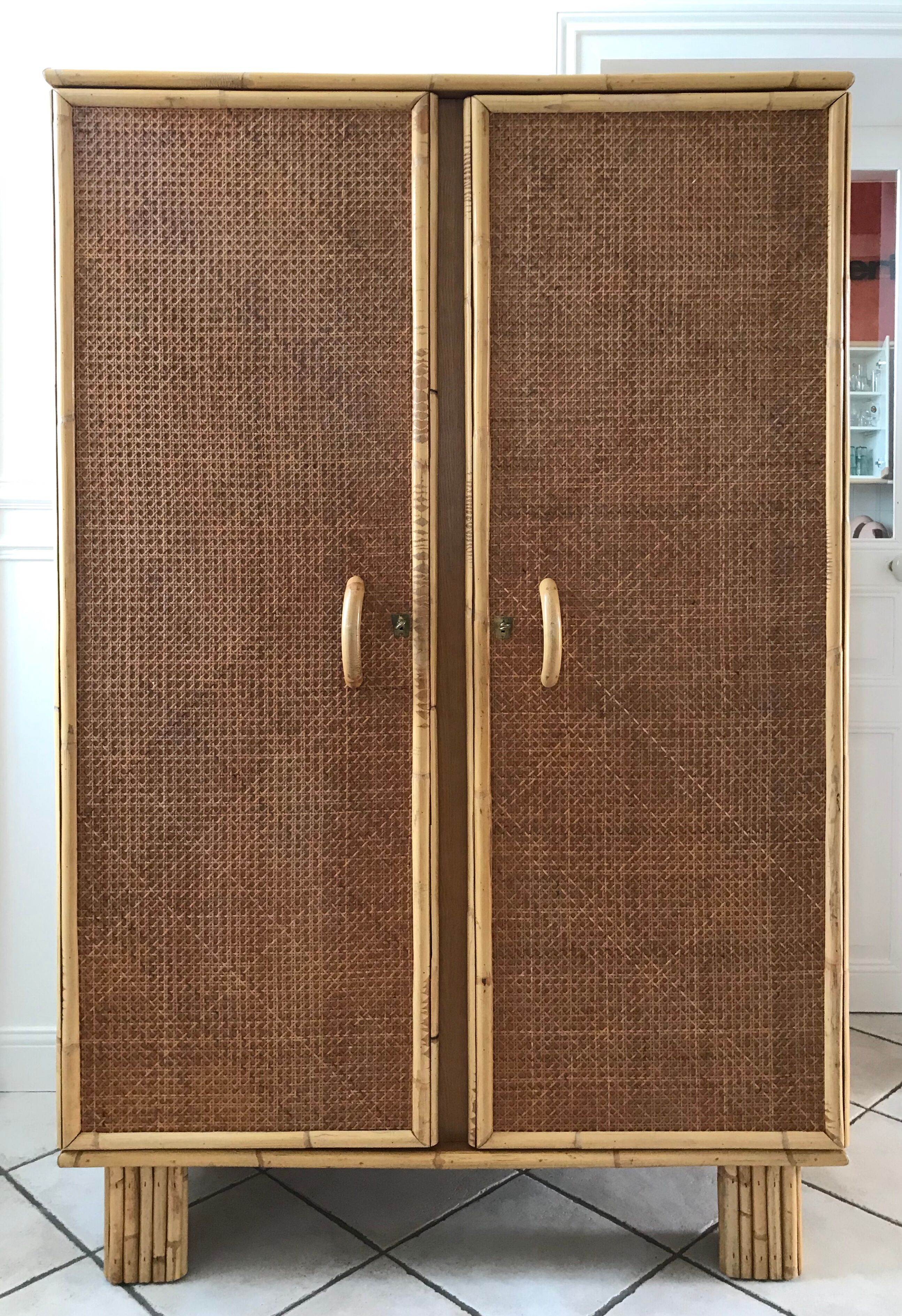 Rattan cabinet and oak 60/70