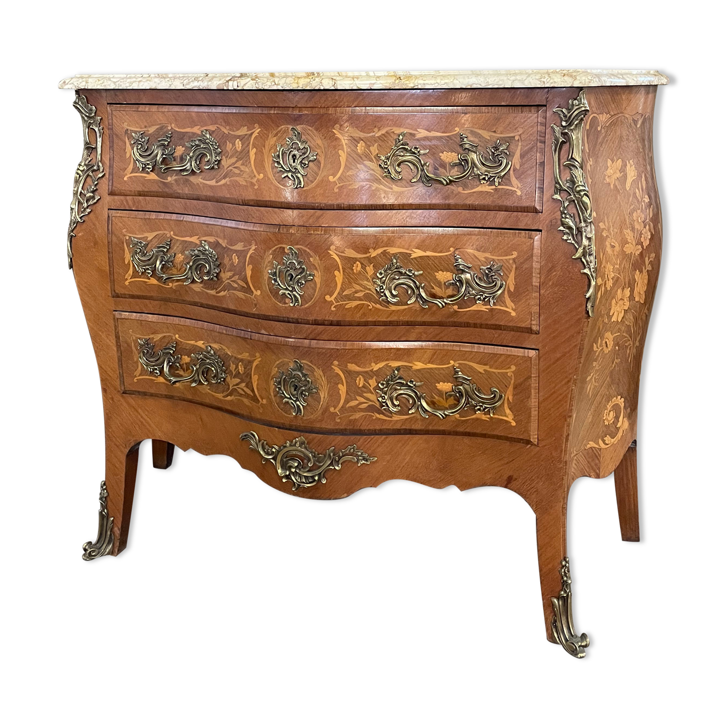 Louis XV style chest of drawers in marquetry
