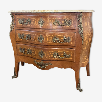 Commode style Louis XV en marqueterie