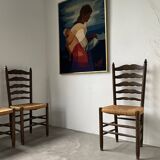 Trio rustic chairs in oak straw