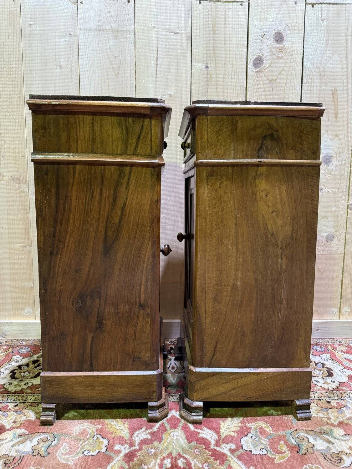 Pair of bedside tables from the Louis Philippe period in walnut.