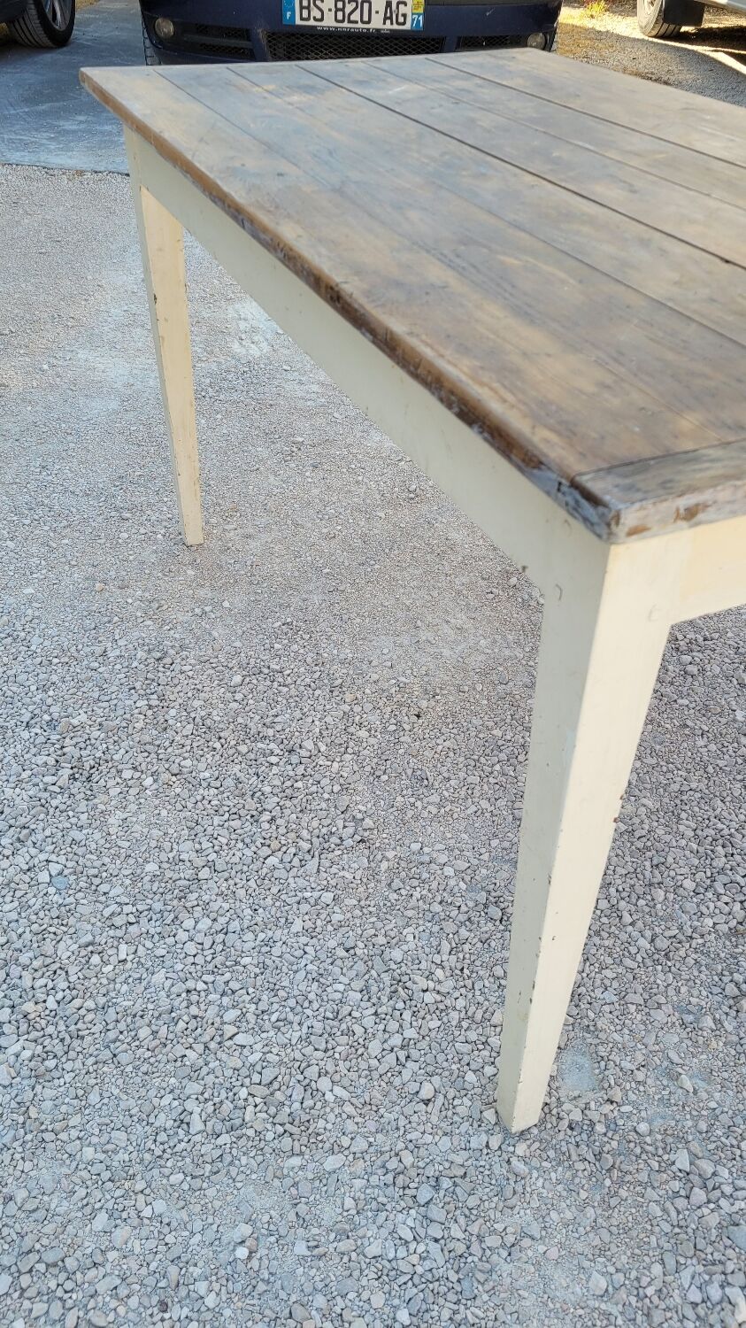 Table de ferme cuisine rustique ancienne -1m30