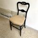 Napoleon III chair in black wood and beige skaï