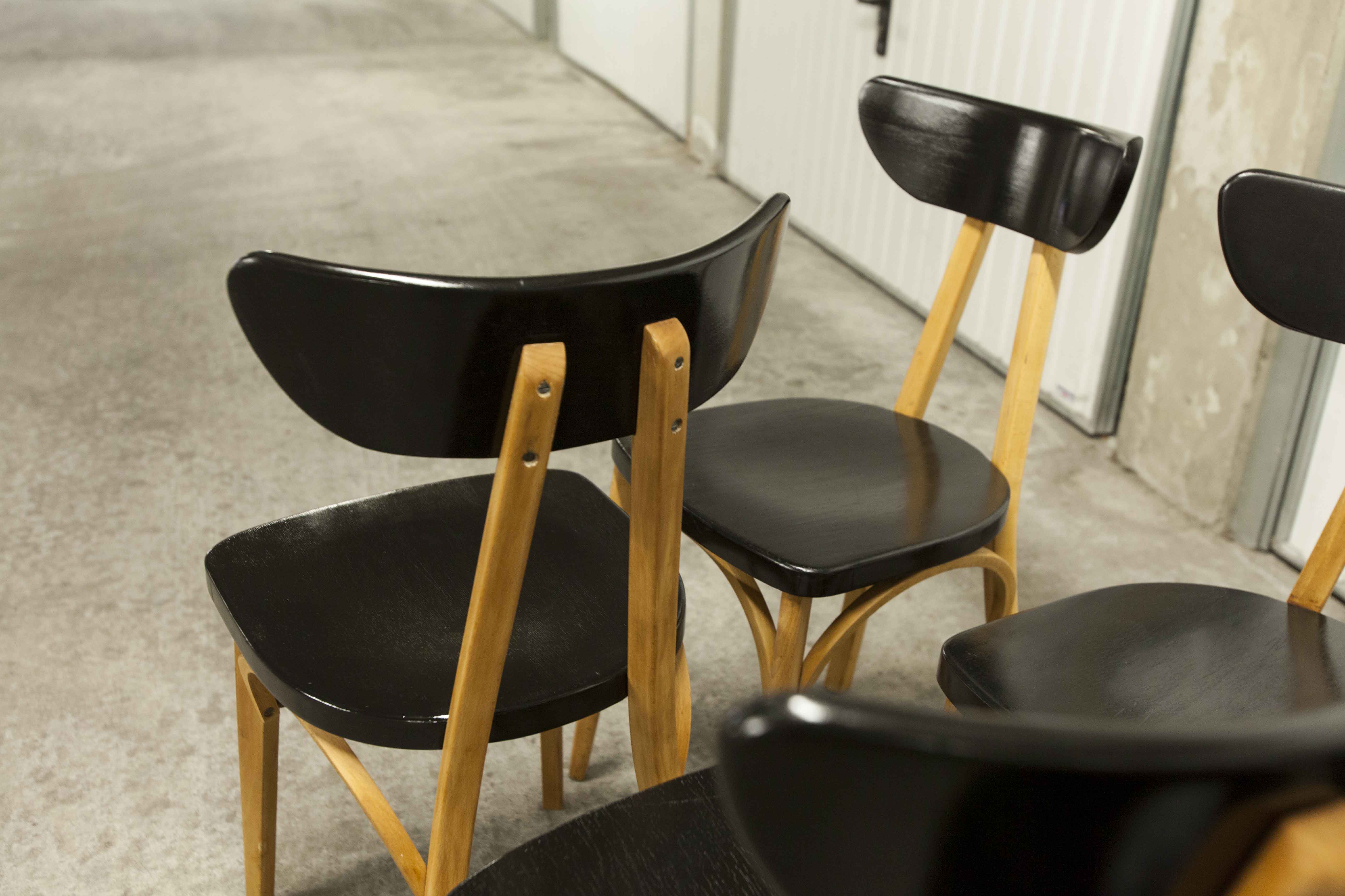 Set of 6 restored Luterma "banana" chairs