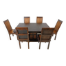 Chaises de salle à manger vintage à haut dossier en bambou avec table, 1960