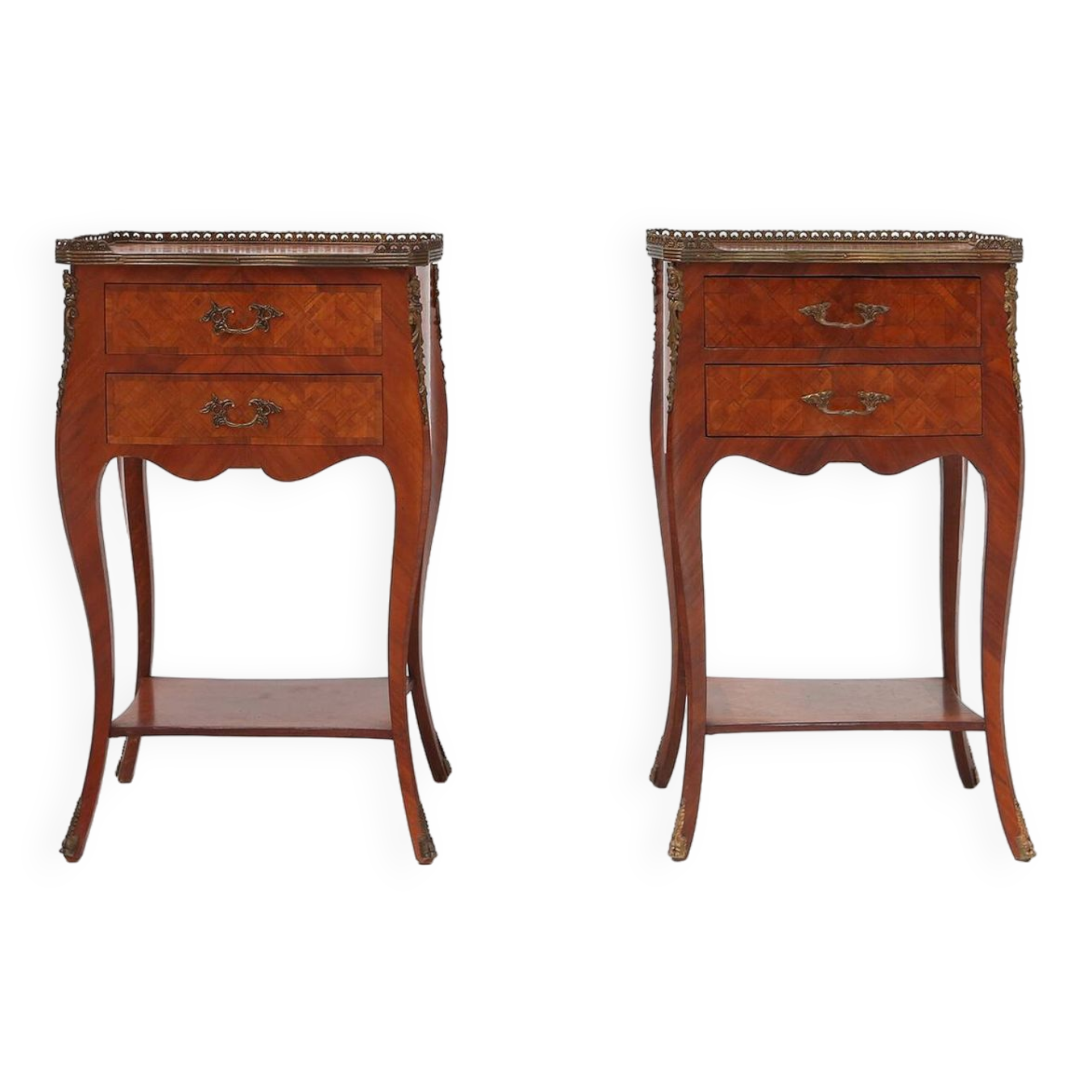 Exquisite pair of Louis XVI bedside tables, Belgium ca. 1950