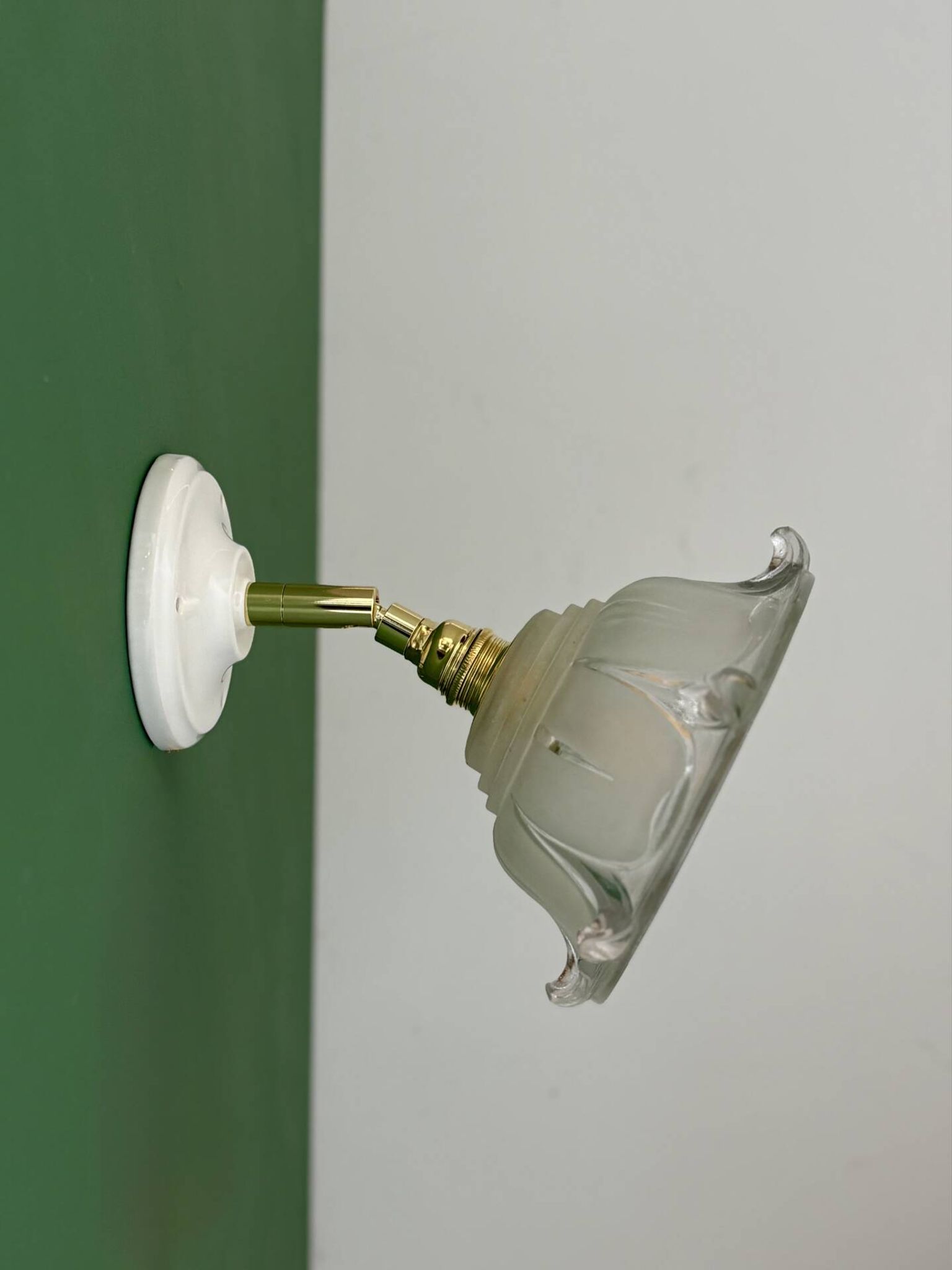 Vintage frosted glass lampshade wall light