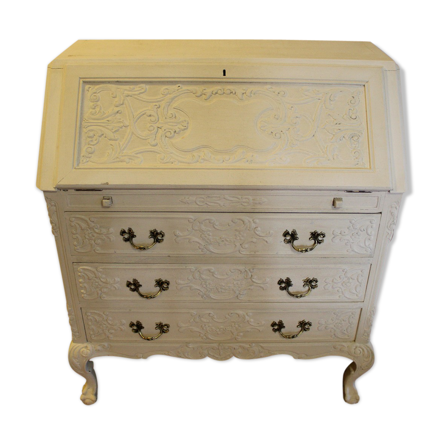 Baroque secretaire Louis XV lacquered wooden dresser