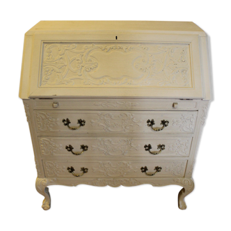 Commode scriban Louis XV baroque en bois laqué