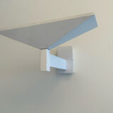 Modernist vintage Disderot wall lamp, white lacquered metal, Glass and Light 1970