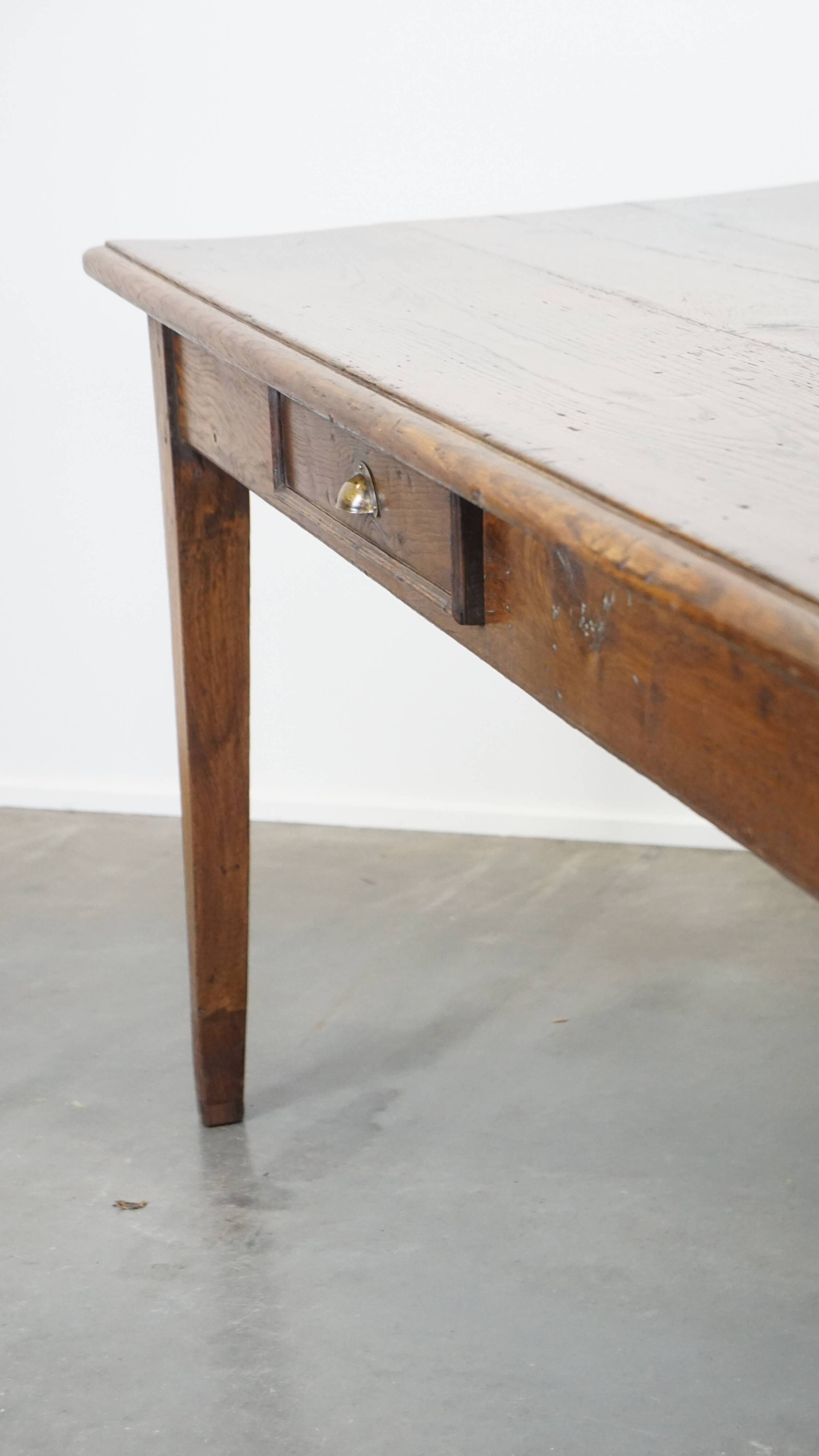 Antique French Oak Dining Table from the Early 19th Century with 2 Drawers
