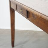 Table à manger ancienne en chêne français du début du XIXe siècle avec 2 tiroirs