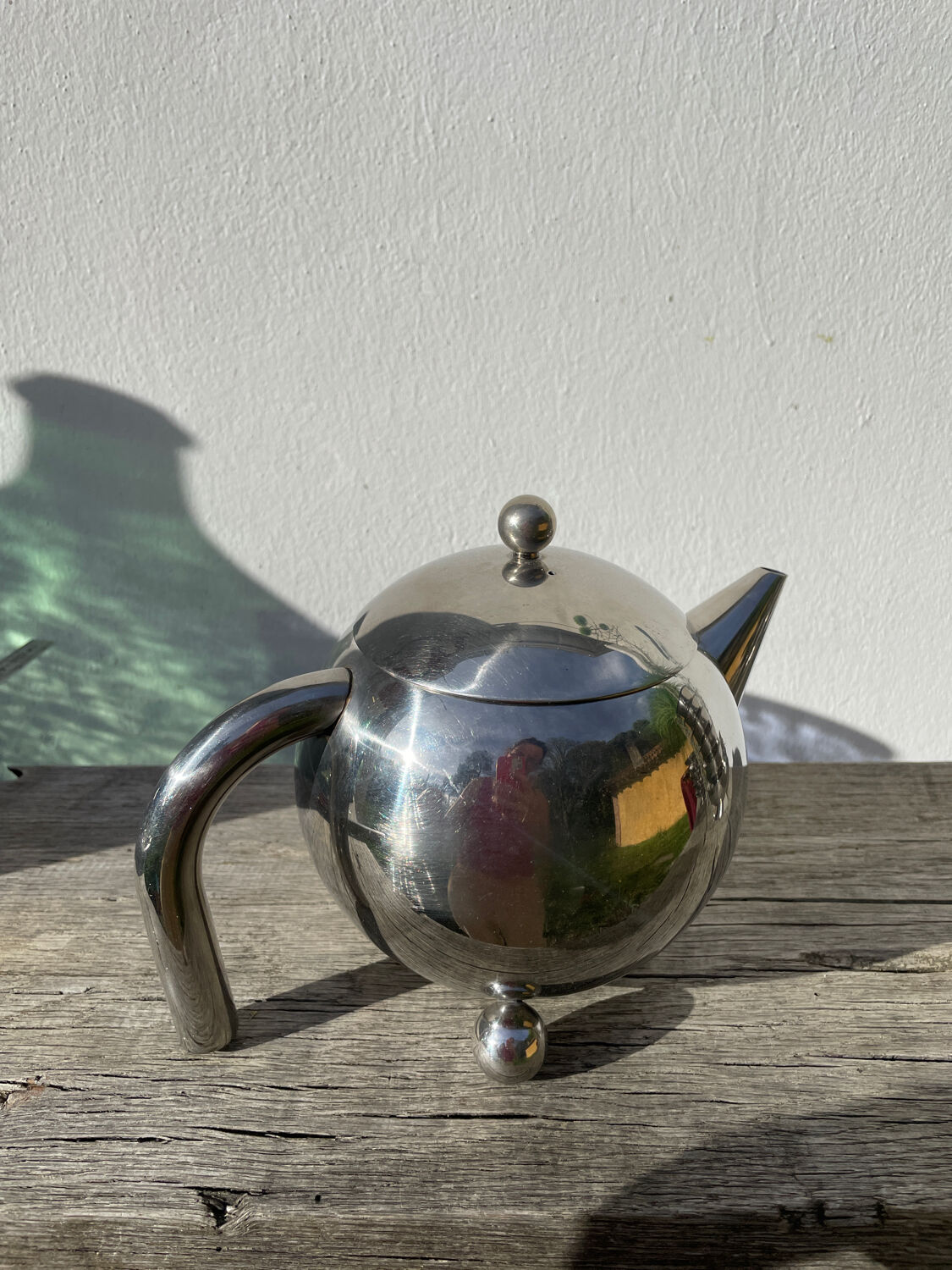 1960s Atomic Stainless Steel Teapot