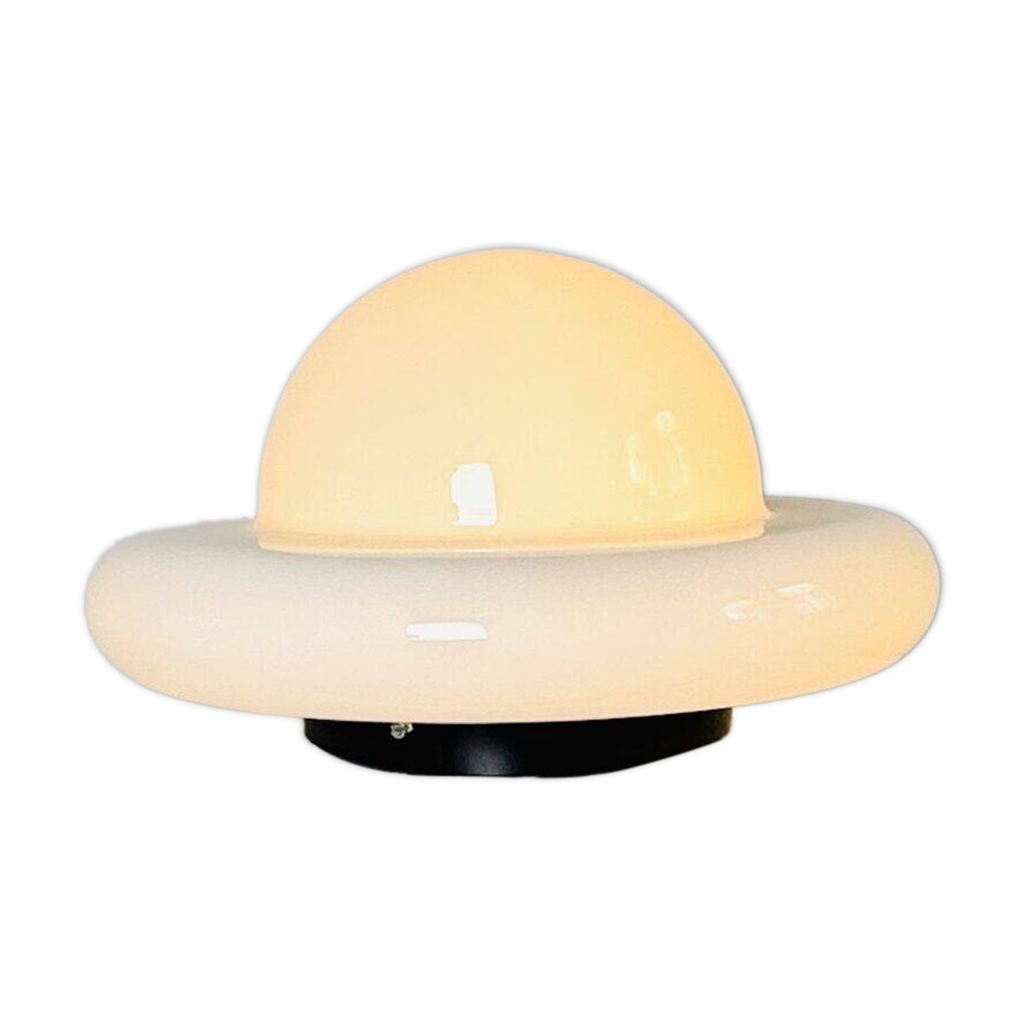 Sculptural Ufo Space Age Table Lamp In Opal Glass, Italy, 1970S