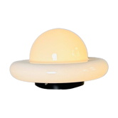 Sculptural Ufo Space Age Table Lamp In Opal Glass, Italy, 1970S