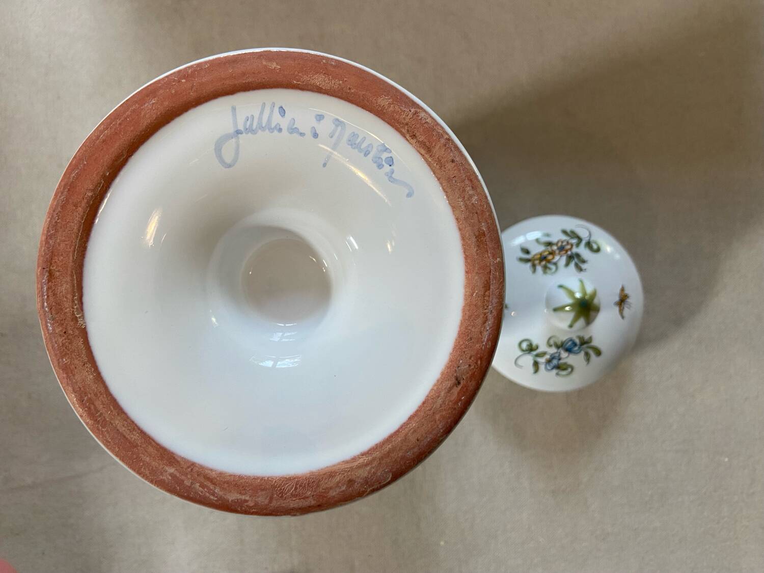 Old Moustiers earthenware apothecary jar