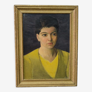 Portrait Art Déco, 1930, huile sur toile, encadré, Robert Geenens