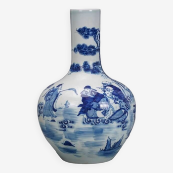 Qing Dynasty Kangxi Style Blue and White The Eight Immortals Vault of Heaven Vase Chinese Palace