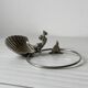 Vintage silver metal wall mounted soap dish and towel holder set