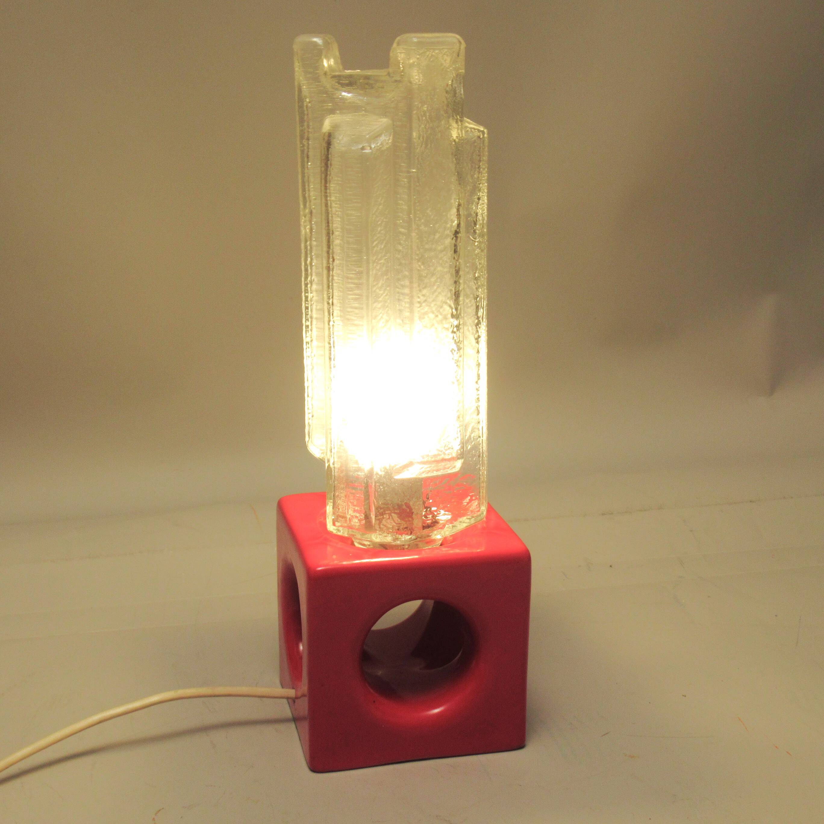 Vintage ceramic and glass lamp from the 1960s.