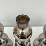 Set of 3 candlesticks in 20th century eglomise glass, vintage space age retro