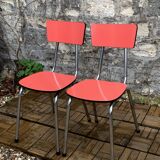 Pair of red Formica chairs Roc 1960