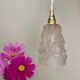 Vintage art deco tulip pendant light in frosted glass signed Degué