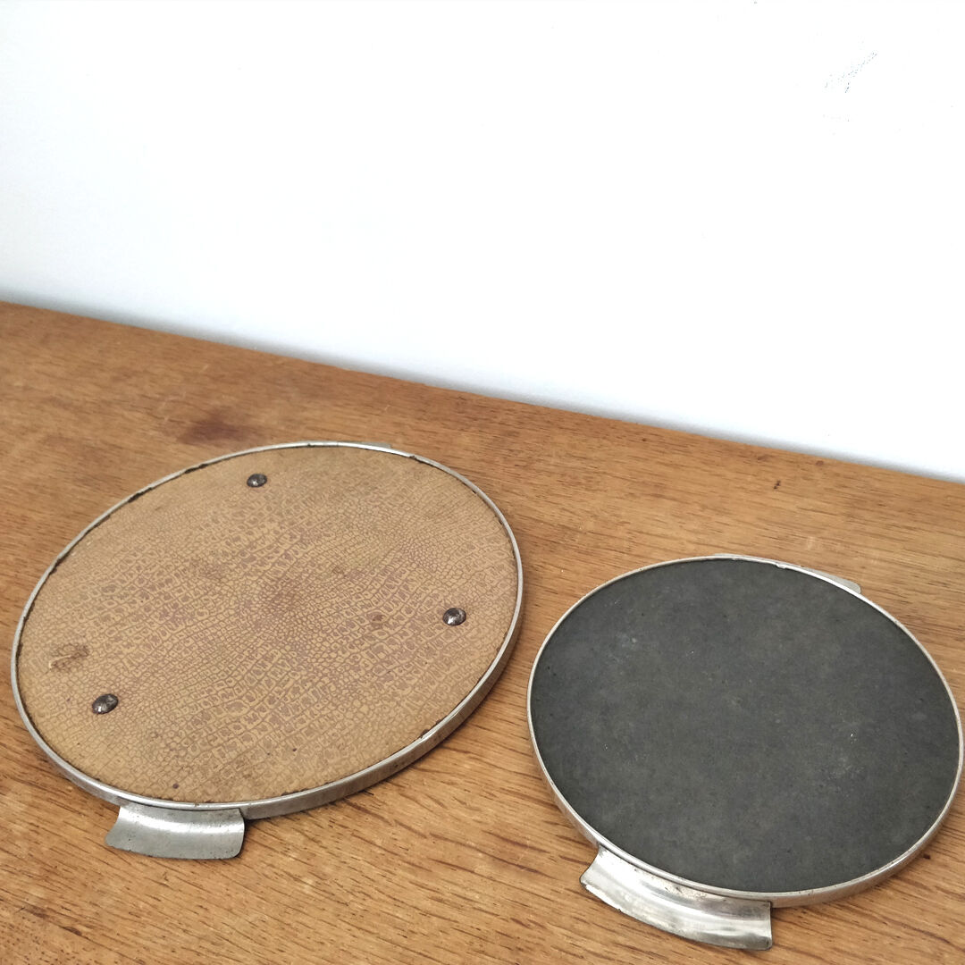 Two vintage mirror trays 50s