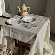 Théière en grès beige vintage à motif de fleurs roses H22