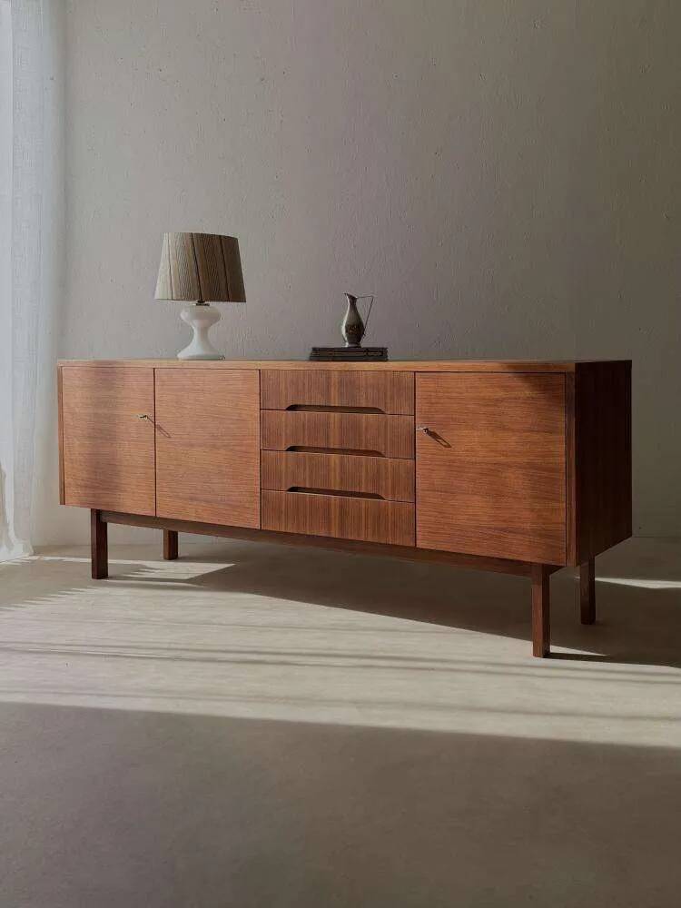 Vintage minimalist sideboard 1960s walnut
