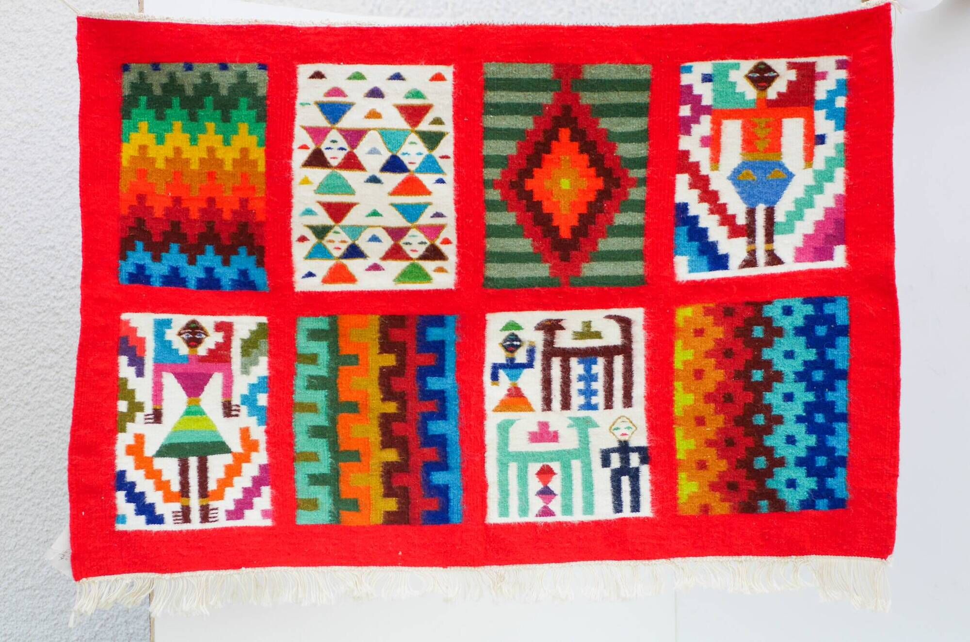 Vintage Berber Kilim, traditional wall tapestry from the popular art of Gafsa