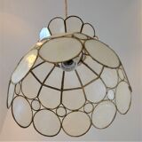Small suspension in mother-of-pearl and brass flower shape -