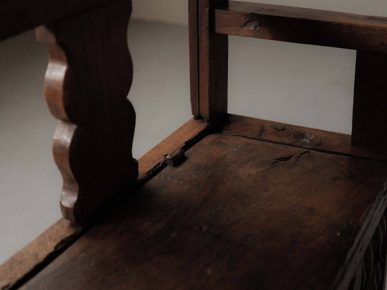 Carved solid wood bench-chest, 18th century