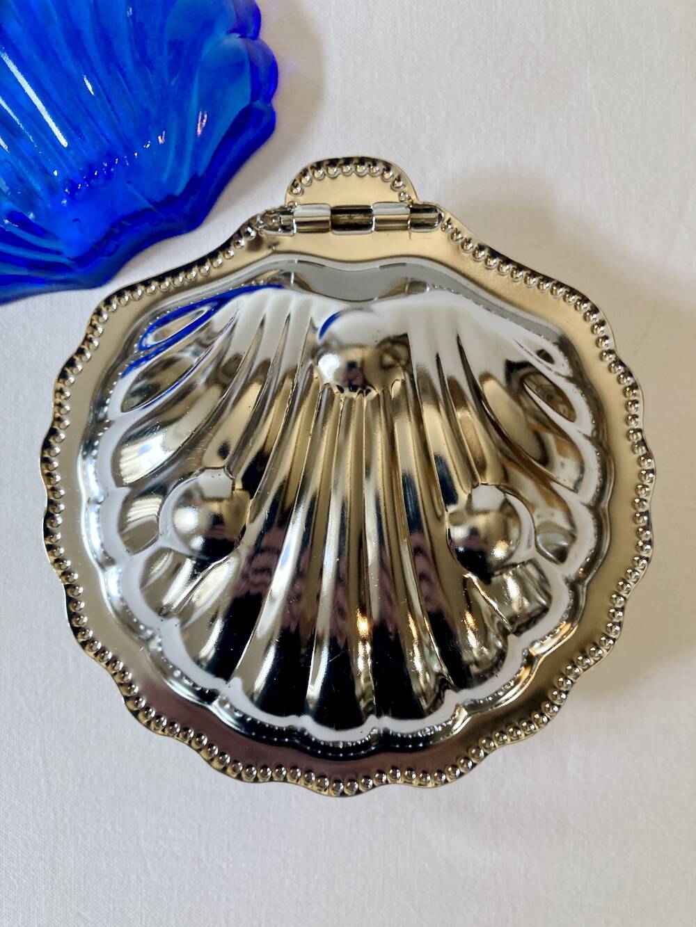 Silver-plated shell butter dish, 1950s