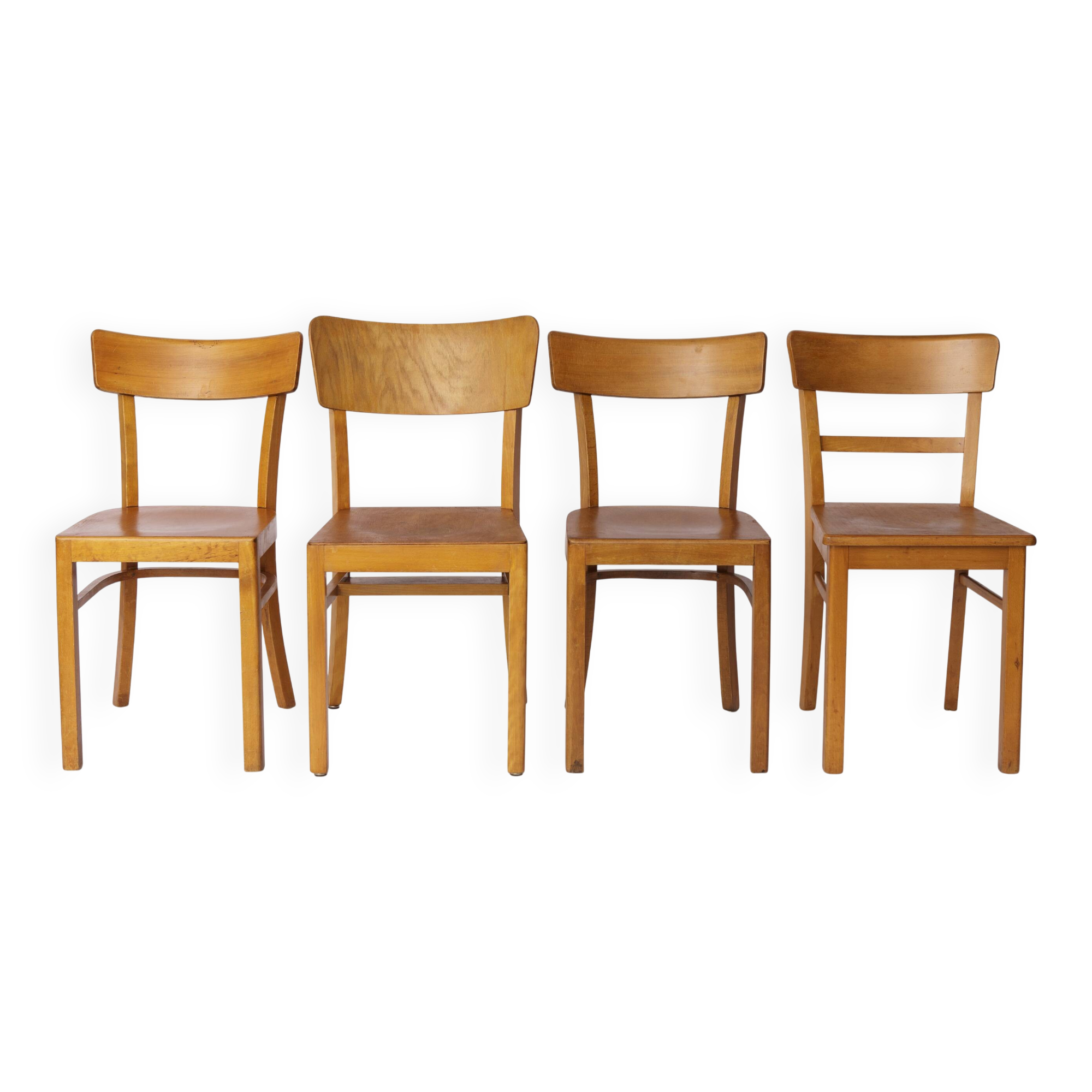 Set of 4 Vintage “Frankfurter” Dining Chairs – Beech Wood – Germany 1950s