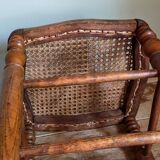 Tabouret ancien cannage et bois tourné